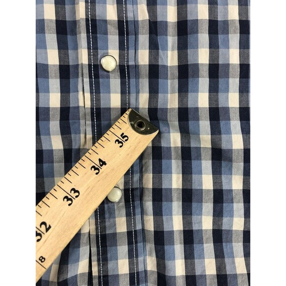 Lucky Brand Plaid Western Shirt Men’s Size XL Pearl Snap Short-Sleeve Rodeo Blue - Picture 4 of 11